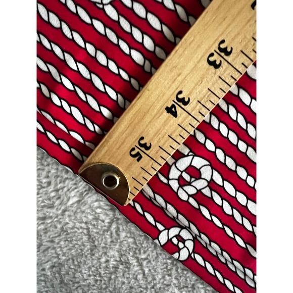 Nautica Mens Navy Blue Rope Lattice Print Long Sleeve Shift Dress Red Hem L - Picture 8 of 9